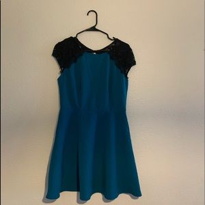 Teeze Me Teal Dress With Black Lace